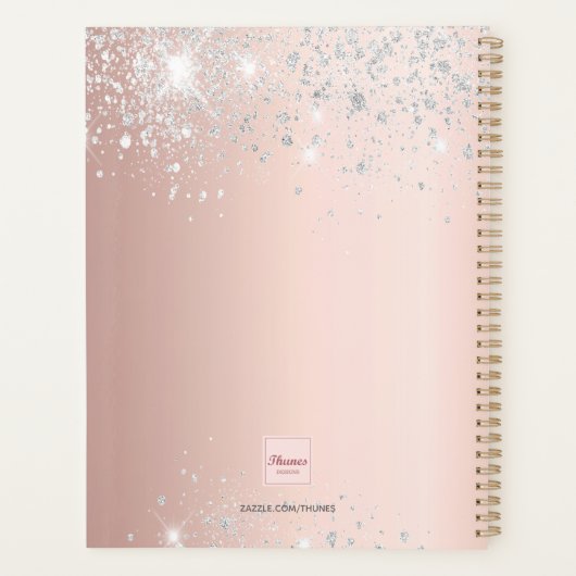 Roos Gold Silver Blush Glitter Monogram 2025 Planner (Achterkant)
