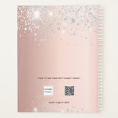 Roos Gold Silver Blush Sparkles Monogram Naam Planner (Achterkant)
