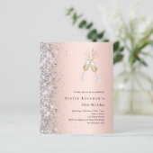 Roos Gold Silver Cheers Verjaardagsuitnodiging (Staand voorkant)