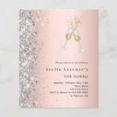 Roos Gold Silver Cheers Verjaardagsuitnodiging (Voorkant)