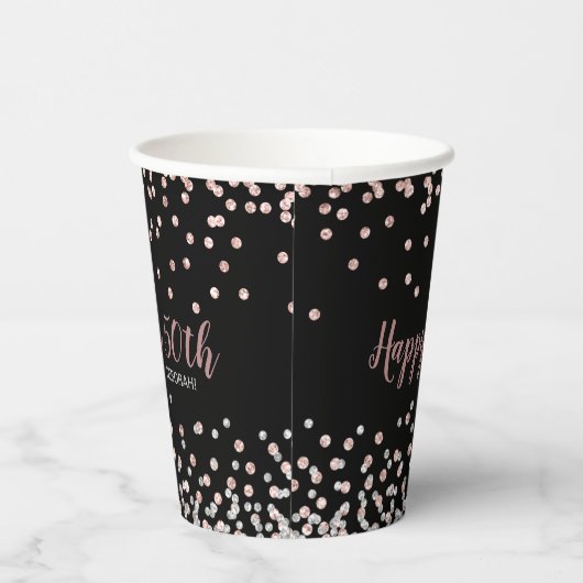 Roos Gold Silver Confetti 50ste verjaardagsfeestje Papieren Bekers (Rechts)