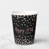 Roos Gold Silver Confetti 50ste verjaardagsfeestje Papieren Bekers (Voorkant)