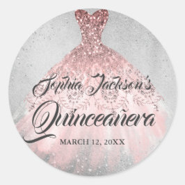 Roos Gold Silver Diamond Sparkle Gown Quinceanera Ronde Sticker