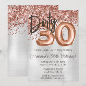 Roos Gold Silver Dirty 30 Thirty Birthday Party Kaart (Voorkant / Achterkant)
