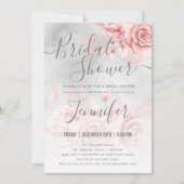 Roos Gold Silver Floral Glitter Vrijgezellenfeest Kaart (Voorkant)