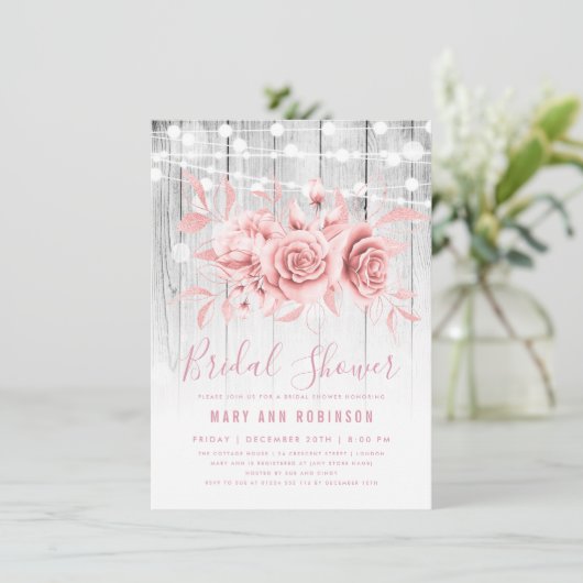 Roos Gold Silver Floral Vrijgezellenfeest Kaart (Staand voorkant)