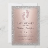 Roos Gold Silver Glitter Boy Girl Baby shower Kaart (Voorkant)