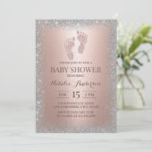 Roos Gold Silver Glitter Boy Girl Baby shower Kaart (Staand voorkant)
