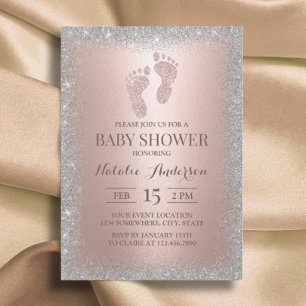Roos Gold Silver Glitter Boy Girl Baby shower Kaart