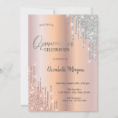 Roos Gold Silver Glitter Drift Quinceañera Kaart (Voorkant)