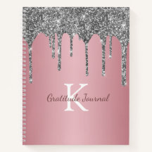 Roos Gold Silver Glitter Drip Gratitude Journal
