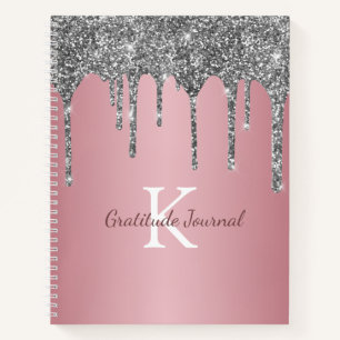 Roos Gold Silver Glitter Drip Gratitude Journal Notitieboek