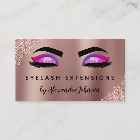Roos Gold Silver Glitter Eyelash Extensions Visitekaartje (Voorkant)