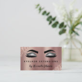 Roos Gold Silver Glitter Eyelash Extensions Visitekaartje (Staand voorkant)