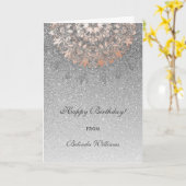 Roos Gold Silver Glitter Floral Mandala Birthday Kaart (Gele Bloem)