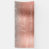 Roos Gold Silver Glitter, geborsteld metaal Spandoek (Verticaal)