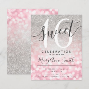 Roos Gold Silver Glitter Glam Licht 16e verjaardag Kaart