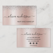 Roos Gold Silver Glitter Hair Makeup Salon Visitekaartje (Voorkant / Achterkant)