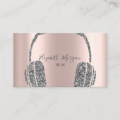 Roos Gold Silver Glitter Headphone DJ Visitekaartje (Voorkant)