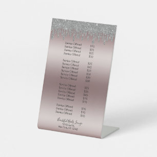 Roos Gold Silver Glitter Nail Salon Prijslijst Reclamebord Met Voetstuk
