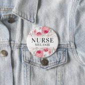 Roos Gold Silver Glitter Nurse Name Button Badge (In situ)