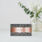 Roos Gold Silver Glitter Sparkle Stars Initialen Visitekaartje (Staand voorkant)