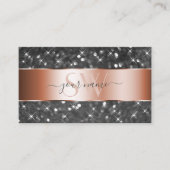 Roos Gold Silver Glitter Sparkle Stars Initialen Visitekaartje (Voorkant)