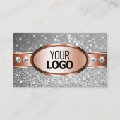 Roos Gold Silver Glitter Stars Diamonds add Logo Visitekaartje (Voorkant)