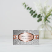 Roos Gold Silver Glitter Stars Diamonds Fancy Chic Visitekaartje (Staand voorkant)