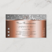 Roos Gold Silver Glitter Stars Diamonds Initialen Visitekaartje (Achterkant)