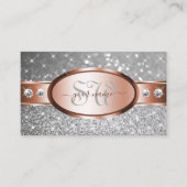 Roos Gold Silver Glitter Stars Diamonds Initialen Visitekaartje (Voorkant)