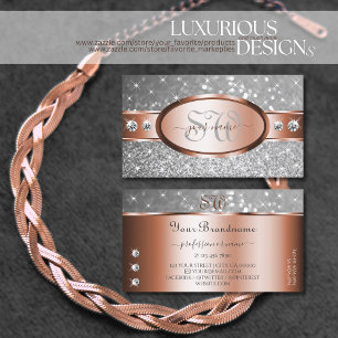 Roos Gold Silver Glitter Stars Diamonds Initialen Visitekaartje