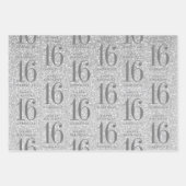 Roos Gold Silver Glitter Sweet 16 Aangepast roze Inpakpapier Vel (Voorkant)