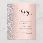 Roos Gold Silver Glitter Verjaardagsuitnodiging (Voorkant)