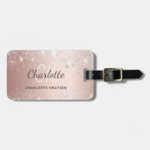 Roos Gold Silver Monogram naamscript Bagagelabel (Voorkant horizontaal)