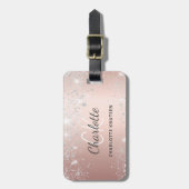 Roos Gold Silver Monogram naamscript Bagagelabel (Voorkant verticaal)