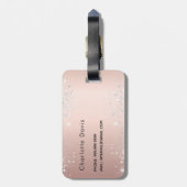 Roos Gold Silver Monogram naamscript Bagagelabel (Achterkant verticaal)