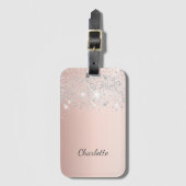 Roos Gold Silver Monogram naamscript Bagagelabel (Voorkant (verticaal))