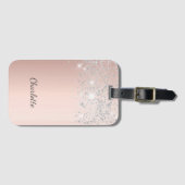 Roos Gold Silver Monogram naamscript Bagagelabel (Voorkant (horizontaal))