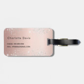 Roos Gold Silver Name Script Bagagelabel (Achterkant horizontaal)