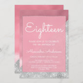 Roos Gold & Silver Sparkle 18e verjaardag Kaart (Voorkant / Achterkant)