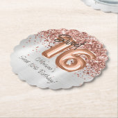 Roos Gold Silver Sweet 16e verjaardagsfeestje Kartonnen Onderzetters (Gekanteld)