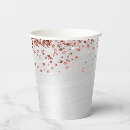 Roos Gold Silver Verjaardagsfeestje Papieren Bekers (Achterkant)