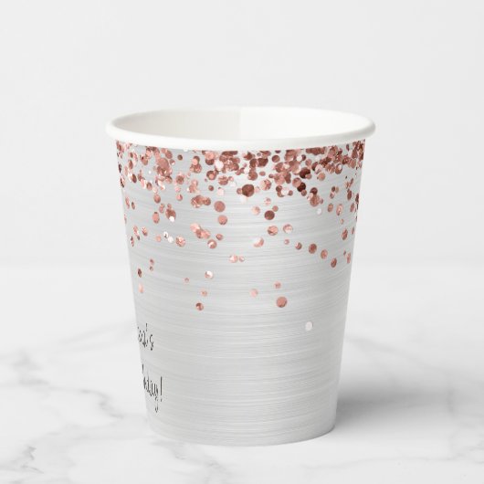 Roos Gold Silver Verjaardagsfeestje Papieren Bekers (Links)