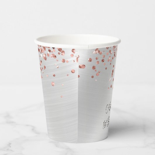 Roos Gold Silver Verjaardagsfeestje Papieren Bekers (Rechts)