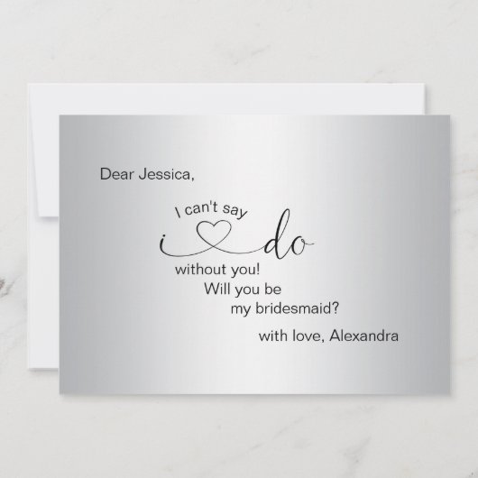 Roos Gold Silver Wil je mijn bruidsmeisje bruiloft Aankondiging (Achterkant)