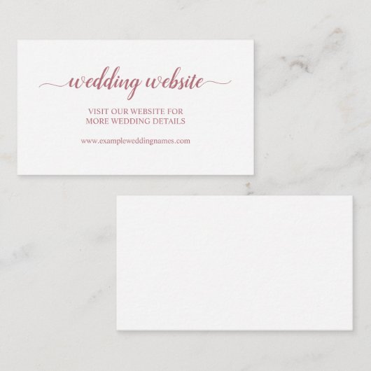 Roos Gold Simple Calligraphy Weddennards Website Informatiekaartje (Voorkant / Achterkant)