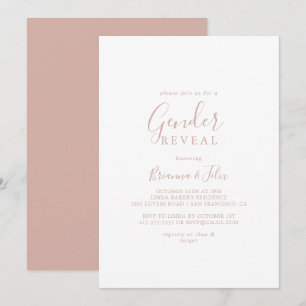 Roos Gold Simple Minimalist Gender Reveal Party Kaart
