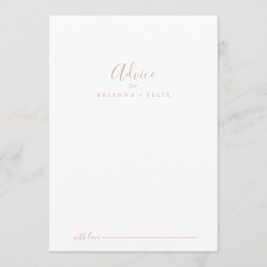 Roos Gold Simple Minimalist Wedding Advice Kaart (Voorkant)