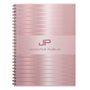 Roos Gold Sjabloon Monogram Elegant Trendy Modern Notitieboek